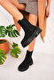 Leather Fur Lining Winter Waterproof Black Suede Side Elastic Lightweight Boots Thick Sole Non-Slip Sole - 5
