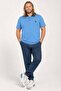 Plus Size Polo Denim Collar T-Shirt 23420 BLUE