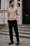 Men's Black Winter Velvet Thin Corded Wool Inside Classic Cut Trousers with Side Pockets - 3