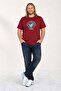Big Size Men's Crew Neck T-Shirt Summer 23119 Bordo