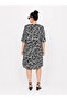 Women's Plus Size Patterned V-Neck Cotton Viscose Oversize Loose Cut Midi Dress - 4