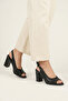 , Women's Genuine Leather Heeled Sandals 1611020Z1716 Black