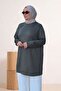 68052 Plus Size Ribbed Modal Tunic in Own Fabric - Khaki