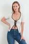 Ribbed Tie-Up Knitwear Blouse