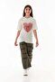 Heart and Love Text Printed Girl's Oversize T-Shirt - 3