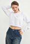 3 Thread Bow Embroidered Crop Sweatshirt - 4