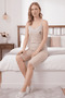 Heart Patterned Striped Rope Strap Capri Pajama Set