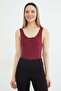 Ribbed Covered U-Neck Snap Fastener Bodysuit