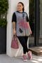 Black Tunic Leggings Set Viscose Fabric Digital Printed Stone Detail Large Size C6006 - 5