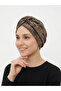 Cross Patterned Fukuro Lined Black Ready-To-Wear Turban Hijab Cap Suitable for Medical Use - 2