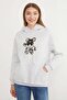 3 Thread Teddy Bear Embroidered Pocket Hooded Oversize Sweatshirt