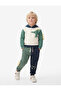 Raised Color Block Dinosaur Detailed Cotton Sweatpants