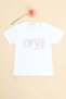 Floral Love Text Printed Girl's T-Shirt