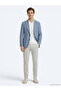 Blue Patterned Modern Fit Linen Blend Jacket - 2