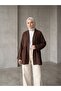 Front Gathered Detail Cardigan-Brown