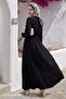 Black Dress with Fold Detail on the Front and Belt - 2