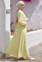 Yellow Dress with Fold Detail on the Front and Belt - 3