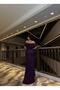 Glitter Off Shoulder Ruffle Slit Detail Evening Dress Purple 583175 - 4