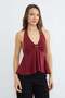 Halter Neck Covered Blouse with Buckle Accessories - 3