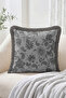 Elephant Figured Floral and Striped Gray Black 4-Piece Fringed-Tasseled Throw Pillow Cover Set - 3