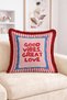 Good Vibes Great Love Written Striped and Framed Retro Design Fringe-Tassel Throw Pillow Cover - 2
