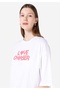 Comfort Fit Round Neck Printed Women's White Knitted Short Sleeve T-Shirt - 4