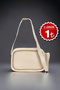 Original Women's Corded Cream Crossbody Adjustable Strap Zippered Single Compartment Arm and Shoulder Bag