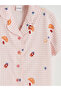 Lcw Kids Ecru Shirt Collar Patterned Girls' Shorts Pajama Set - 7