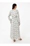 Glitter Chiffon Hijab Dress with Ruffle Detail at the Collar - Patterned - - 7