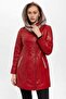 Red Julia Knitwear Hooded Genuine Women's Leather Coat