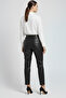 Black High Waist Genuine Leather Trousers - 2