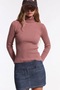 Women's Casual Turtleneck Turtleneck Pink Ribbed Sweater - 6