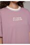 Oversize Fit Round Neck Plain Women's Purple Short Sleeve T-Shirt - 4