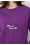 Regular Fit Round Neck Printed Women's Purple Sweatshirt - 4