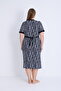 Women's Plus Size 100% Cotton Combed Cotton Fabric Buttoned Summer Dress / Laci-Çizgi 4180 - 7