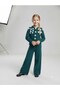 Girl's Snap Fastener Daisy Embroidered Knitwear Cardigan Colorful Knitwear Pants Hair Clip 2-Piece Set - 4