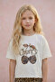 9-14 Years Cherry Leopard Girls' T-Shirt-Ecru - 4