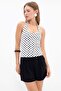 Halter Neck Polka Dot Slim Fit Blouse - 4