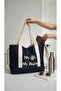 My Life My Rules Printed Navy Blue Jean Hand and Shoulder Bag - 3