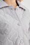 Water Wave Patterned Quilted Oversized Buttoned Coat - 8