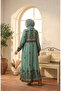 Large size floral patterned viscose dress 4084-04 çağla green - 5