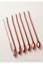 6-Piece Bronze Latte Spoon with Straw, Cocktail Spoon and Cleaning Brush, 22 cm Oval