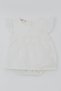 Baby Girl Bodysuit Dress with Floral Embroidery, 6 Months-2 Years, Ecru - 3