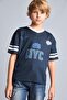 Oversize V-Neck Mesh Jersey Fabric Short Sleeve Printed Navy Blue T-Shirt for Boys H1932A826Hs - 5