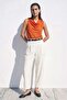 Flounce Collar Sleeveless Blouse - Orange - 4