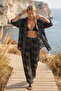Italian Anthracite Shirt Collar 3/4 Sleeve Embroidered Wide Leg Woven Beach Bottom-Top Set 80-105 68-65 - 5