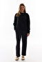 Black Crew Neck Oversized Modal Sweatshirt - 4