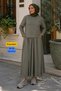 Women's Modal Fabric Comfortable Fit Elastic Waist Skirted Hijab Suit 1221 Khaki - Premium Series