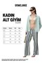 Tulipa Women's Linen Blend Tie-Waist Printed Detailed Comfortable Fit Blue Striped Trousers - 6