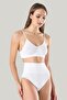 1001 Women's White Mid-Calf Slip Corset with Silicone